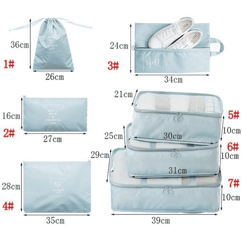 Kit 7 Bolsas Organizadoras Para Mala de Viagem STORAGE BAG - [PAGUE 4 LEVE 7 - SUPER PROMOÇÃO POR TEMPO LIMITADO] - Direto Para Você