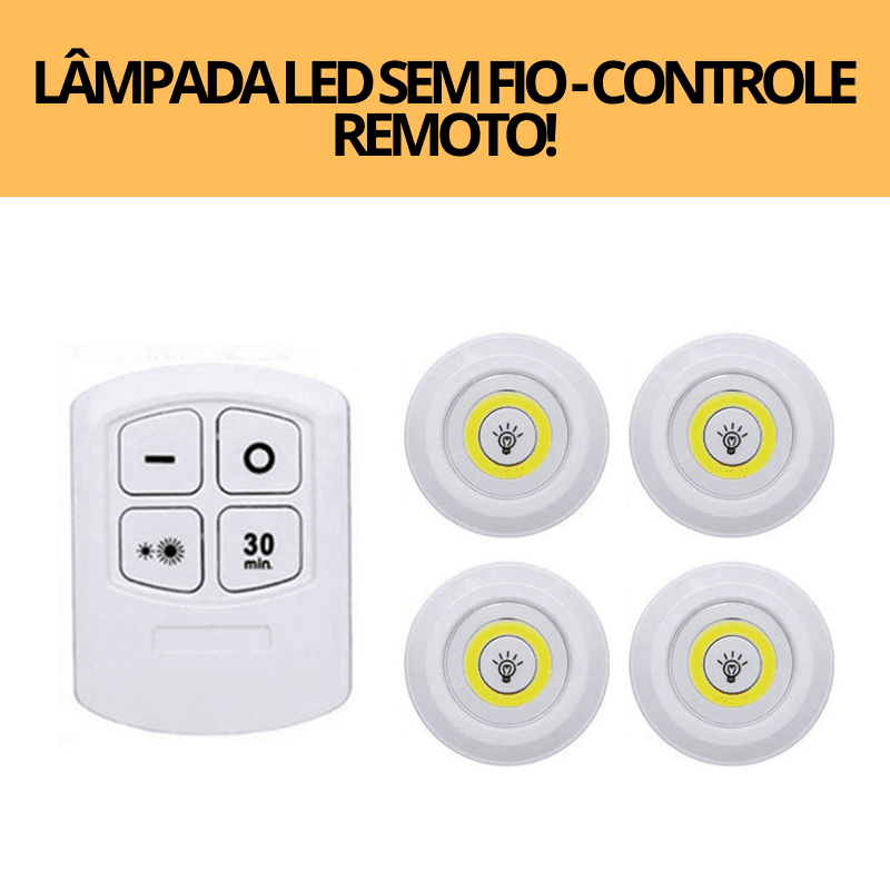 Luz LED sem fio - Controle Remoto - Direto Para Você